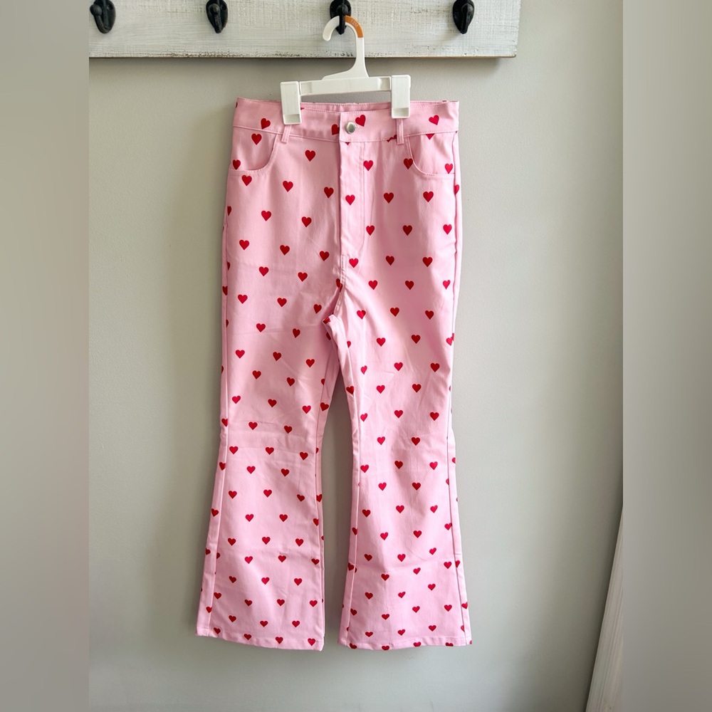 Pink heart wide leg pants (size small/medium)